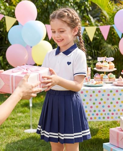 Move Dance Little Girls Dress 4T 5T Navy Blue Polo Skirt Set with Shorts - image 2