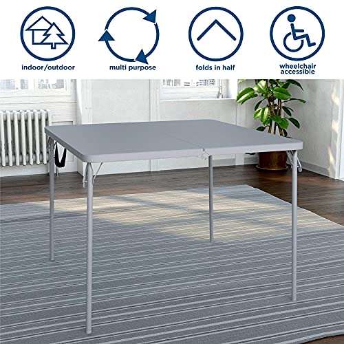 Image of CoscoProducts COSCO XL 38.5 inch Half Card w /Handle Indoor & Outdoor, Portable, Wheelchair Accessible, Camping, Tailgating, & Crafting Folding Table, Gray, 1-Pack,Grey