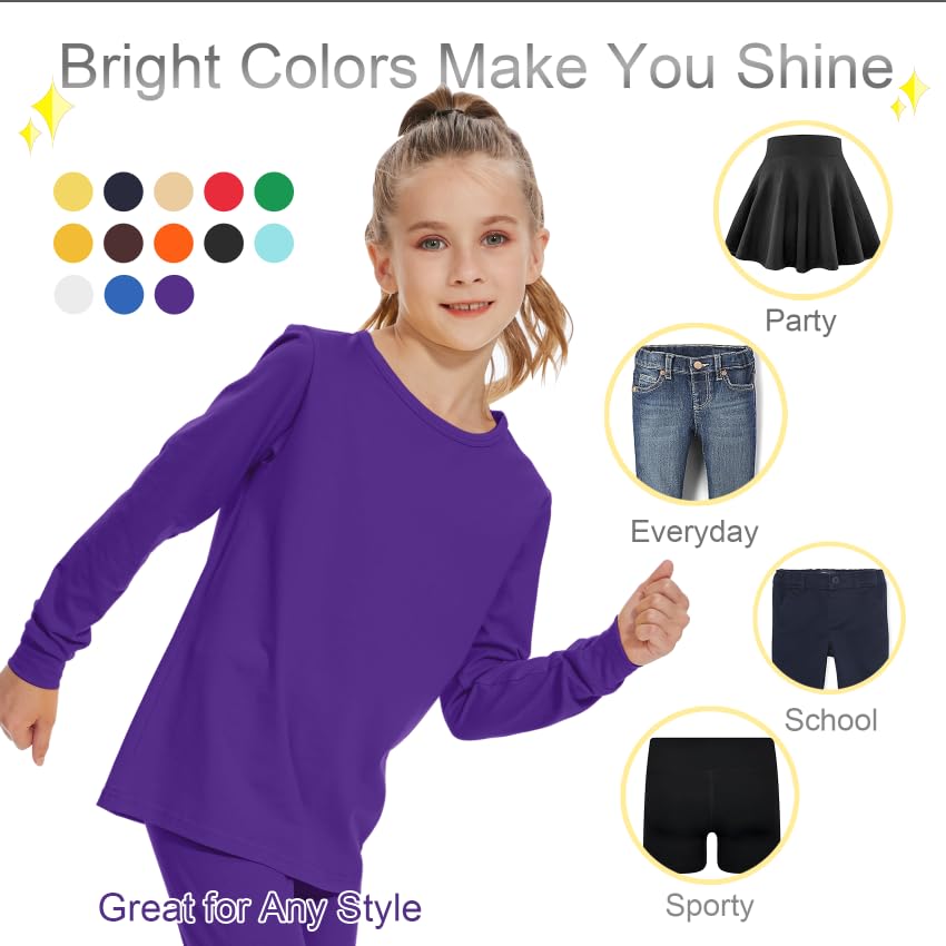 Image of QBK 2T 3T 4T 5T to 14 Years Girls Long Sleeve Shirts Kids Cotton T-Shirt