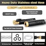 Metal Garden Hose 75FT Stainless Steel Heavy Duty Flexible Lightweight Water Hoses Pipe with 10-Function Spray Nozzle and 3/4" Solid Brass Fittings No Kink Durable for Outdoor Yard & Lawn - Image 2