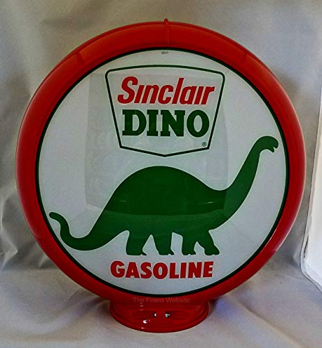 Image of New Reproduction Sinclair Dino Gas Pump Globe Already Assembled - Red Outer Frame - Ships Free Next Business Day to Lower 48 States