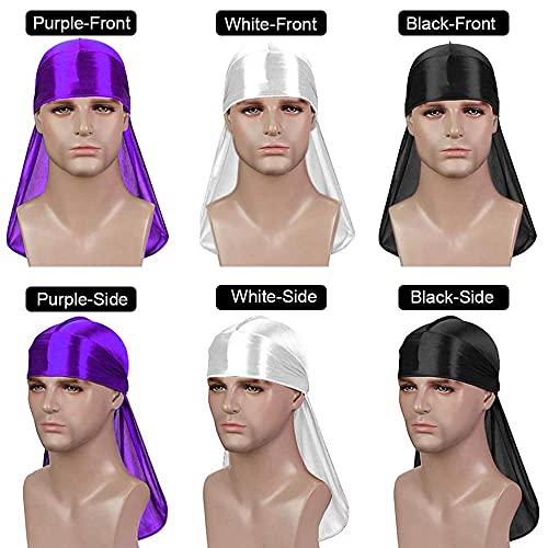 Image of Premium Durag Pack for Men, Silky Doo Rag Cap for 360 540 720 Waves