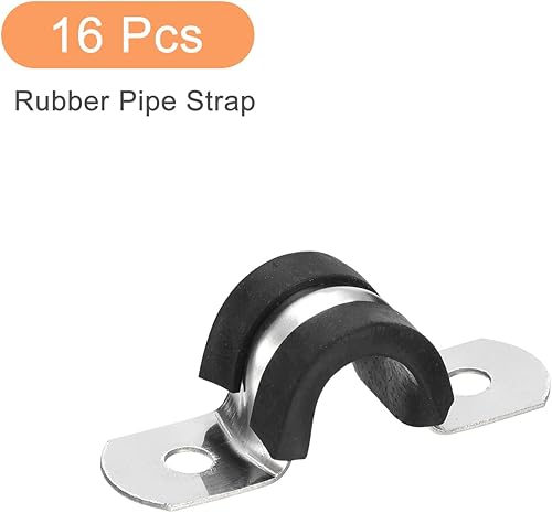 Miniatura 3 de UXCELL Abrazadera de manguera de acero inoxidable acolchada de goma de 0.394 in (38 pulgadas), abrazadera de metal en forma de U para tubo de alambre