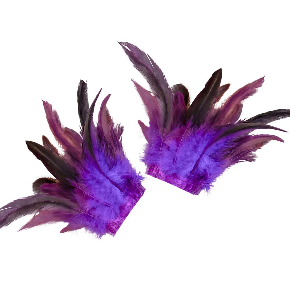Uposao Fur Wristband Feather Slap Bracelet Wristband Wrist Ankle Cuff for Women Men Feather Snap Wrist Cuff Arm Warmer for Stage Performances, Masquerade Parties, Role Playing