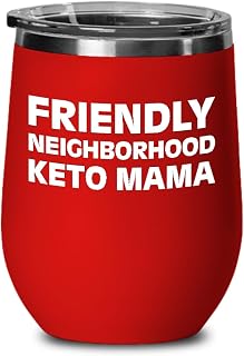 Keto Mama Wine Tumbler Ketogenic Mom Coffee Cup Funny Gift for Low Carb High Protein Meal Cook Powered by Butter Steak Eggs