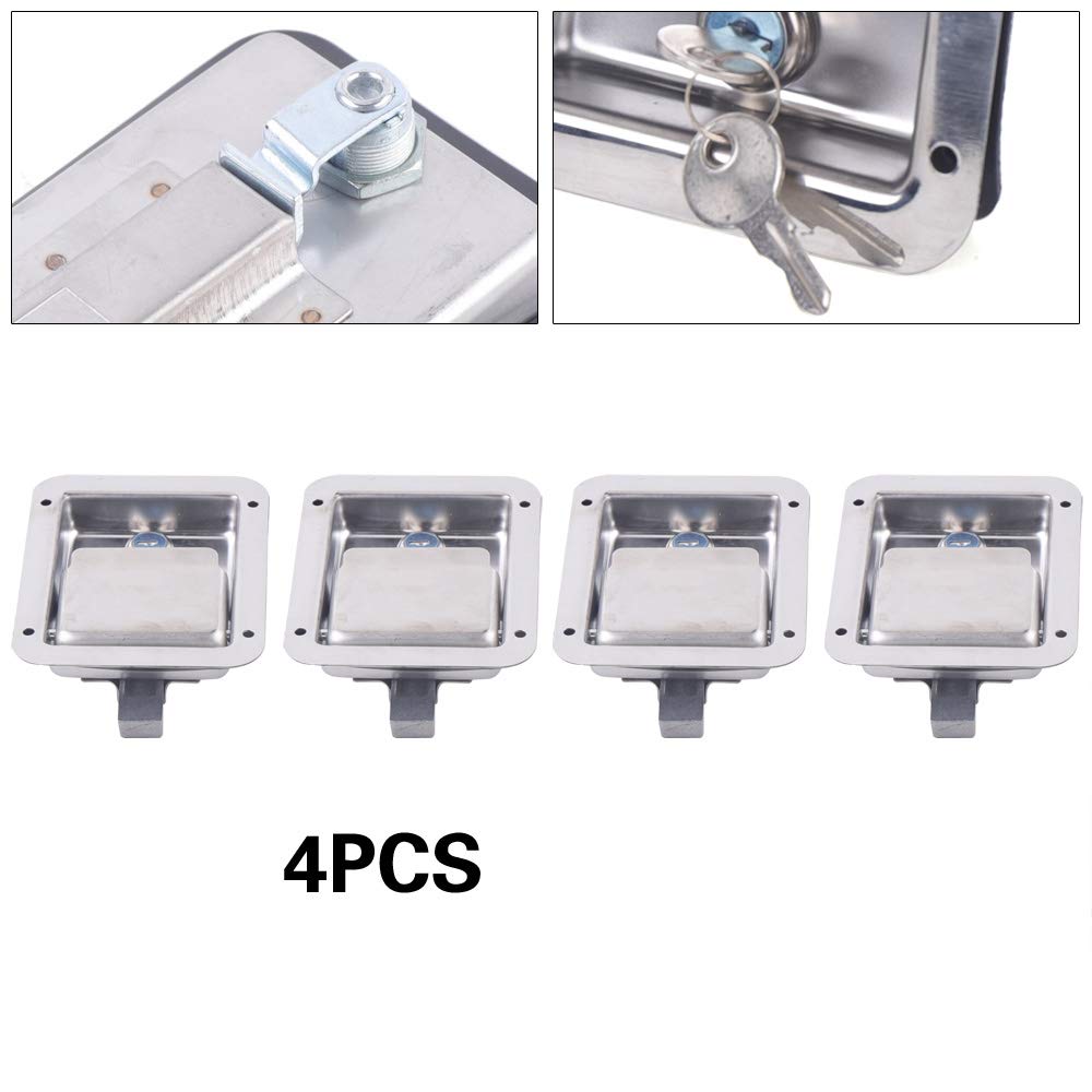 4-Pack Stainless Steel Trailer Door Latch T-Handle Locks – With Gaskets & Keys For RV, Truck, Toolbox