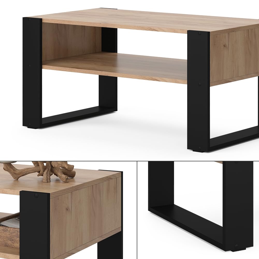 Vicco Couchtisch Olli, Goldkraft Eiche, 92 x 52.4 cm