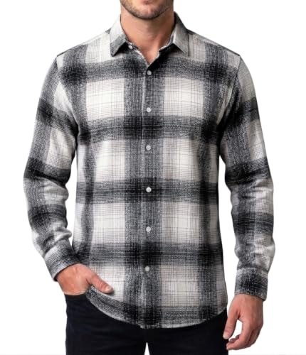 Image of DEEMOON Men's Cotton Blend Regular Fit Shirt | Full Sleeves Checkered Casual Button-Down Shirt for Men (Available in Plus Size)