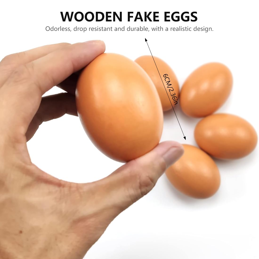 Huevos Artificiales de Madera Set 6 Piezas Decorativos para Nidos y Producción de Aves