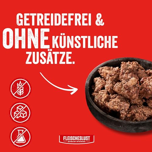 Fleischeslust Nassfutter für Hunde & Katzen | Steakhouse Rind pur (6x800g) | Reinfleisch-Dosen | Monoprotein | Ergänzungsfutter | getreidefrei | sensitiv