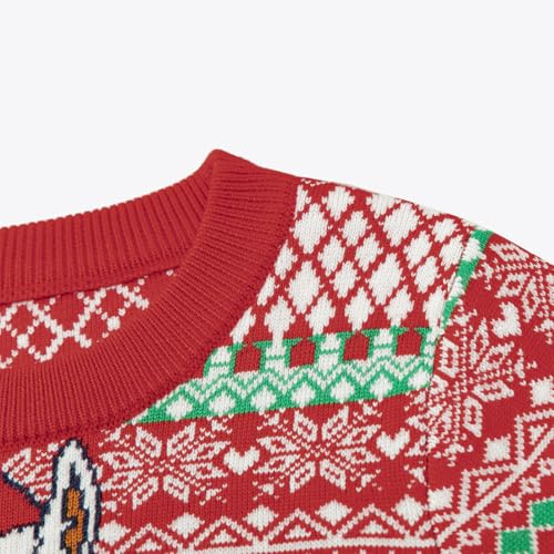 Image of Ugly Christmas Sweater Kids Girls Boys Reindeer Snowflake Knitted Xmas Holiday Pullover Sweater 2-9 Years Old