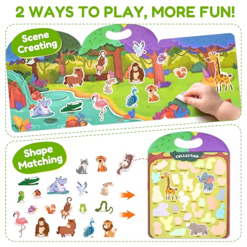 JoyCat Wiederverwendbare Stickerbücher für Kinder, 3er Set mit Wildtieren, Meerestieren und Haustieren, Abwaschbare Tiersticker… – Ansicht 5
