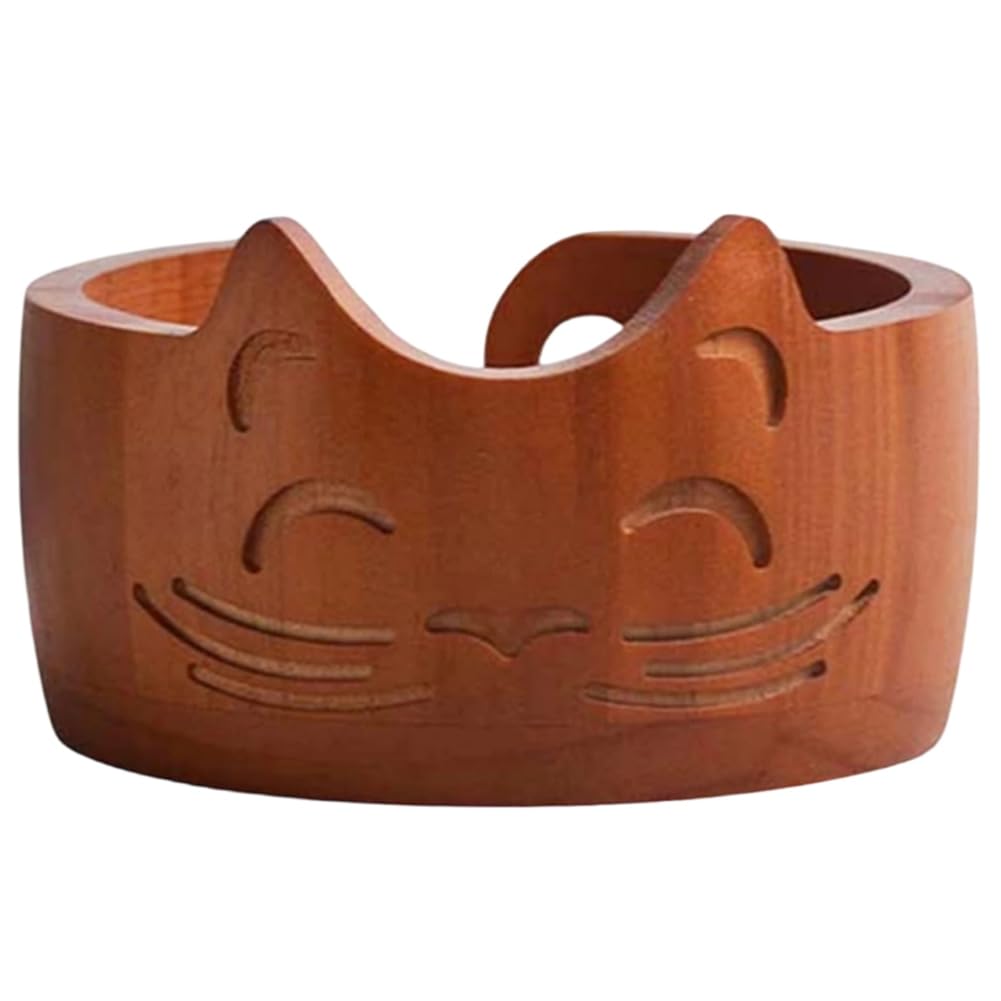 Ijsdnvjndx As Shown Wood Yarn Bowl For Crochet, Knitting Helper, Cat Yarn Bowl- Wool Storage Bowl,6.7Inch