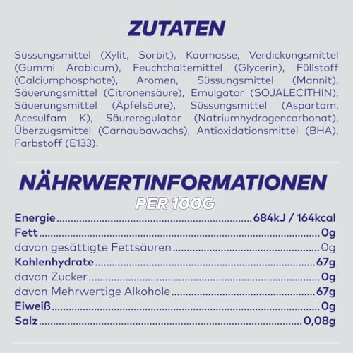 Extra Professional Kaugummi Zuckerfrei, White Granatapfel, 50 Dragees, Großpackung Chewing Gum, Xylitol Kaugummi ohne Zucke mit Granatapfelgeschmack Minz Frische (50 Dragees)