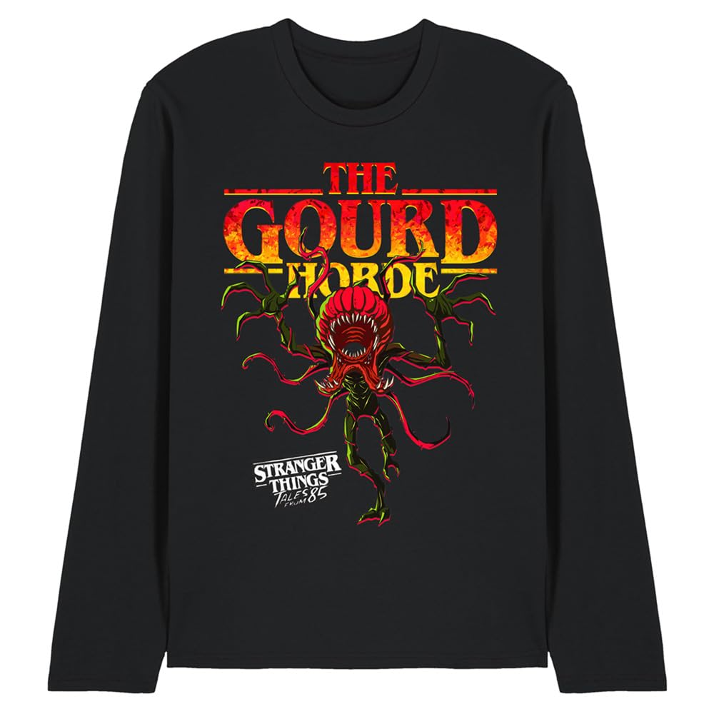 Stranger Things Tales from 85 Gourd Horde Unisex Long Sleeve T Shirt, Black, Medium