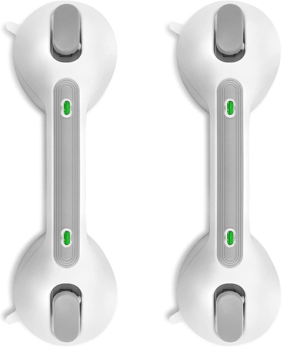 Newthinking Haltegriff mit Saugnapf, Dusche Saugnapf Haltegriff mit Saugwarnung 30cm, Haltegriff Dusche Ohne Bohren Haltegriff Badewanne Badezimmer Gehhilfe für Senioren Bad, 2 Stücke