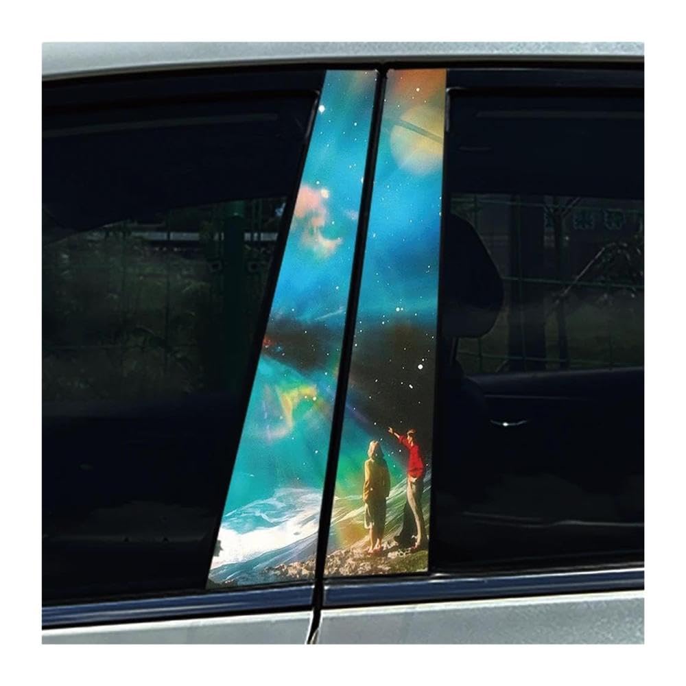 Body Parts 2PCS Car Center Column Waterproof Decals The Heavens Couple Auto B-Pillar Stickers(C)
