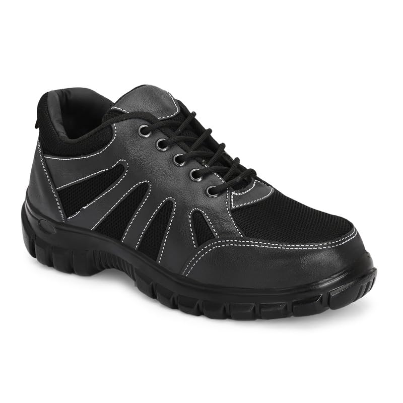 Dimmo Genuine Leather Black Steel Toe Safety shoe for Mens (3327) Steel Toe Genuine Safety Shoe-image-11