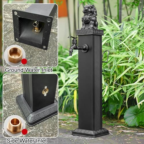Colonna d'acqua da giardino, colonna d'acqua da giardino indipendente, rubinetto da giardino con colonna d'acqua in acciaio inossidabile con supporto per tubo flessibile per patio, terrazza,