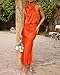 BTFBM Cocktail Dresses for Women Satin Silk Sleeveless Mock Neck High Waist Maxi Wedding Guest Dress Spring Clothes 2026(Orange, Large)