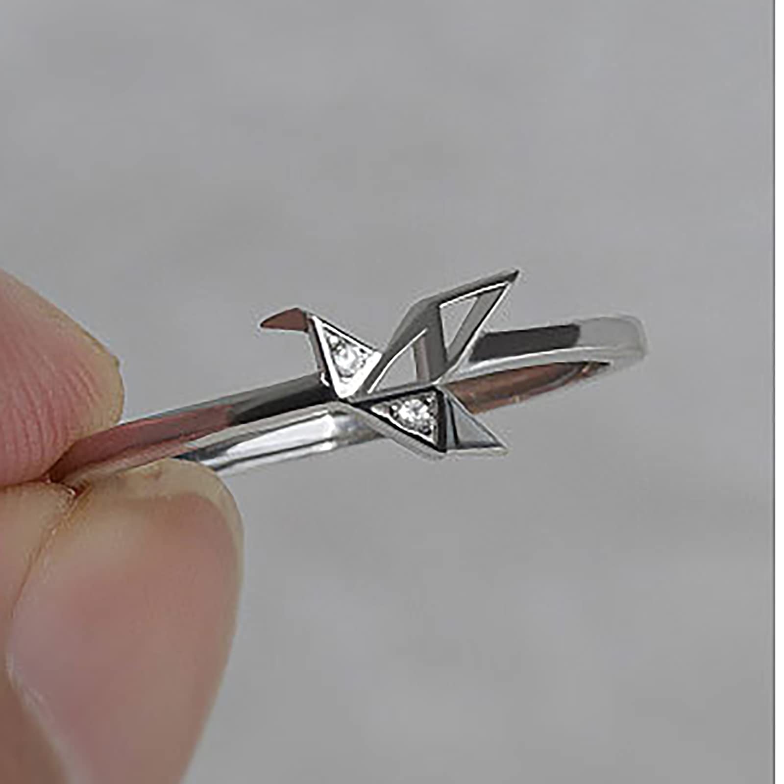 S925 Sterling Origami Kranich Ring Mode Baumeln Origami Zirkon Offene Einstellbare Daumen Ringe Schmuck Geschenke für Frauen Weihnachten,