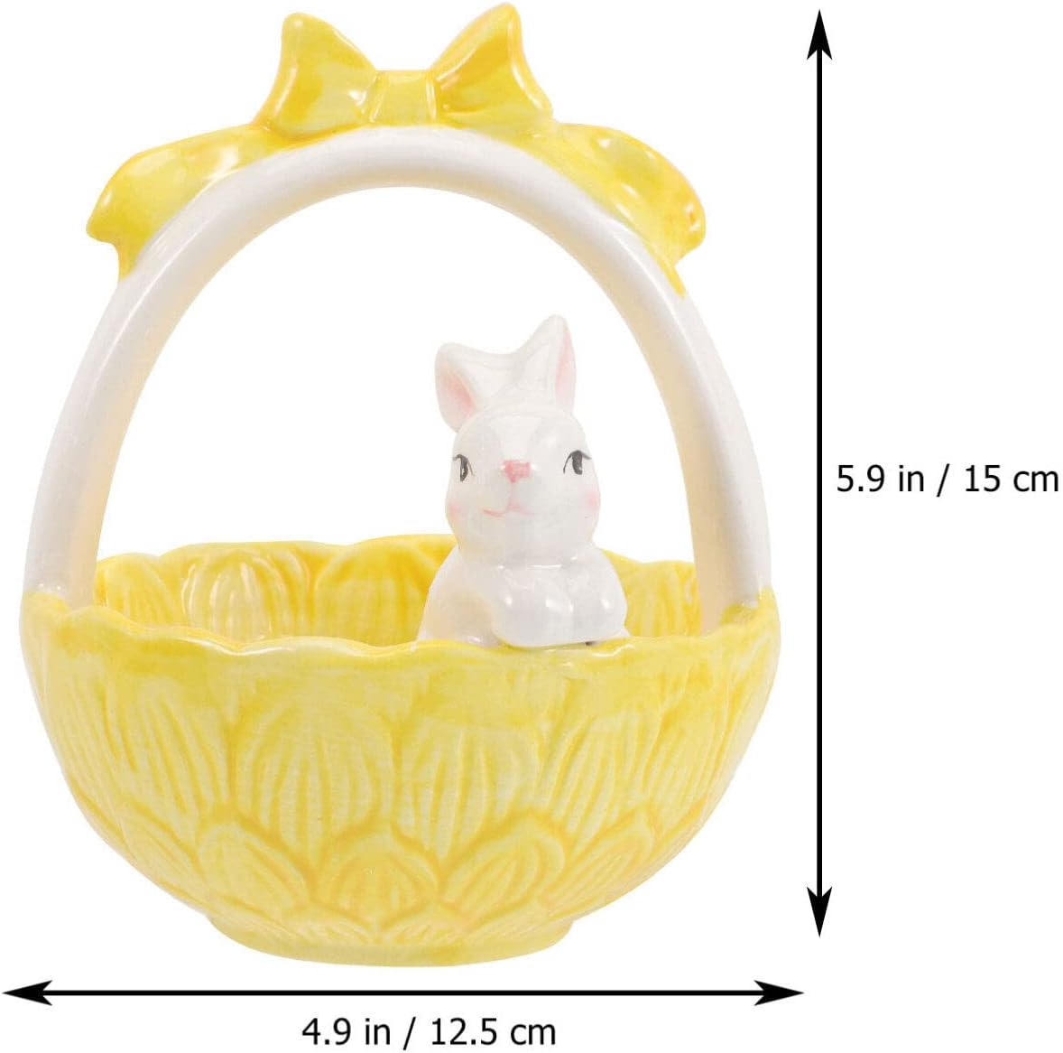 Luxshiny Easter Bunny Basket Decor Adorable Figurine for Home Office and Party Lifelike Adornment for Seasonal Display