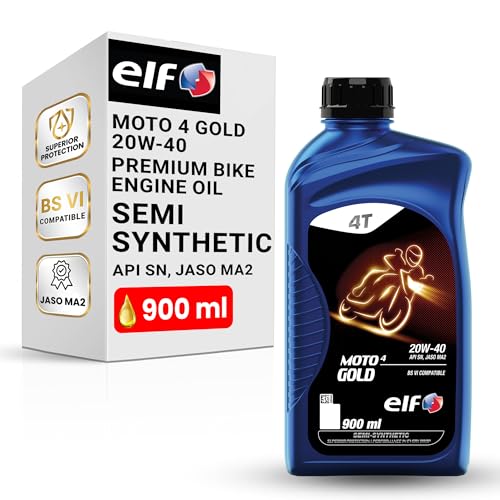 Image of ELF - Moto 4 Gold 20W-40 Semi-Synthetic Engine Oil for Bike | Anti-Clutch Slippage formula- 0.9L