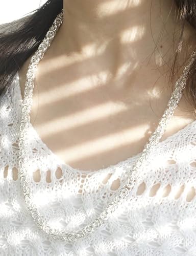 Waitsoul 925 Sterling Silver Byzantine Chain Lobster Clasp 6Mm Silver Chain Necklace For Men 18 Inch #TOP1