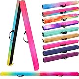 FC FUNCHEER 6FT/9FT Folding Balance Beam for Kids- Gymnastics Foam Floor Beam,Anti-Slip Bottom with Carrying Bag, Faux Suede Covered,Gymnastics Equipment for Home (Faux Suede, Gradual Color, 8FT)