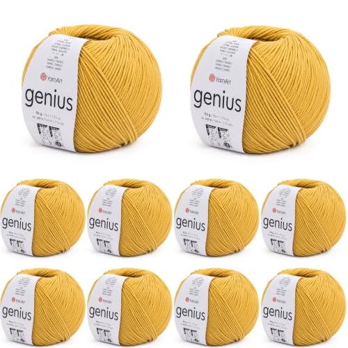 Image of YarnArt Genius Soft Cotton Blend Yarn, 10 Pack (1.76 oz / 174 Yds)