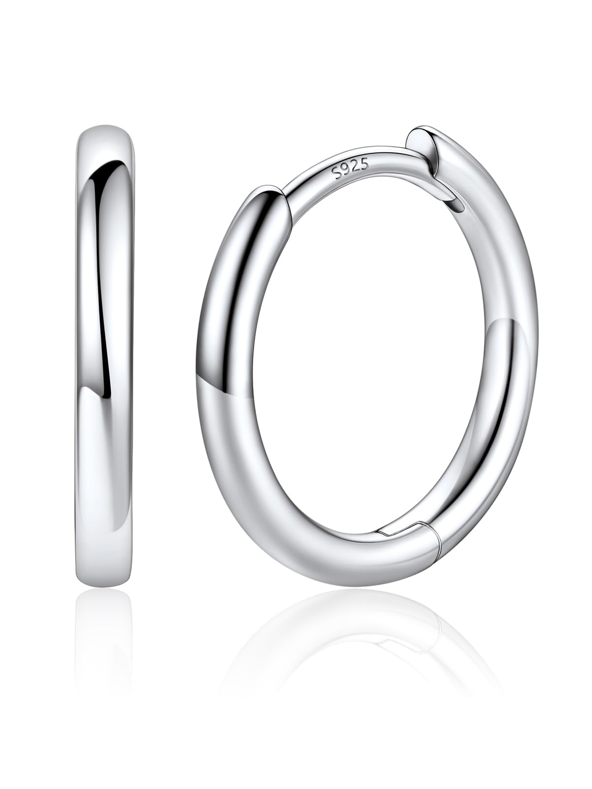 Silvora Silver Hoop Earrings for Women, 10MM Small Huggies, Hypoallergenic