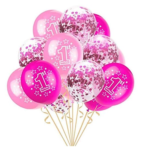 15 st 1:a födelsedagen ballonger set rosa blå genomskinliga konfetti latexballonger för pojke flicka 1 år gammal födelsedagsfest dekorationer, klara runda ballonger för baby shower fest fotobås rekvisita tillbehör
