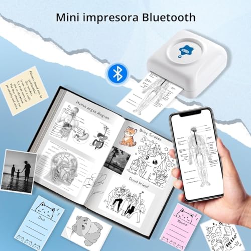 Mini impresora térmica adhesiva vretti TP2-Y, impresora portátil fotos compatible con Android 3