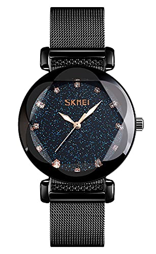 Montre à quartz GOSASA tendance pour femme noire avec bracelet en acier étanche