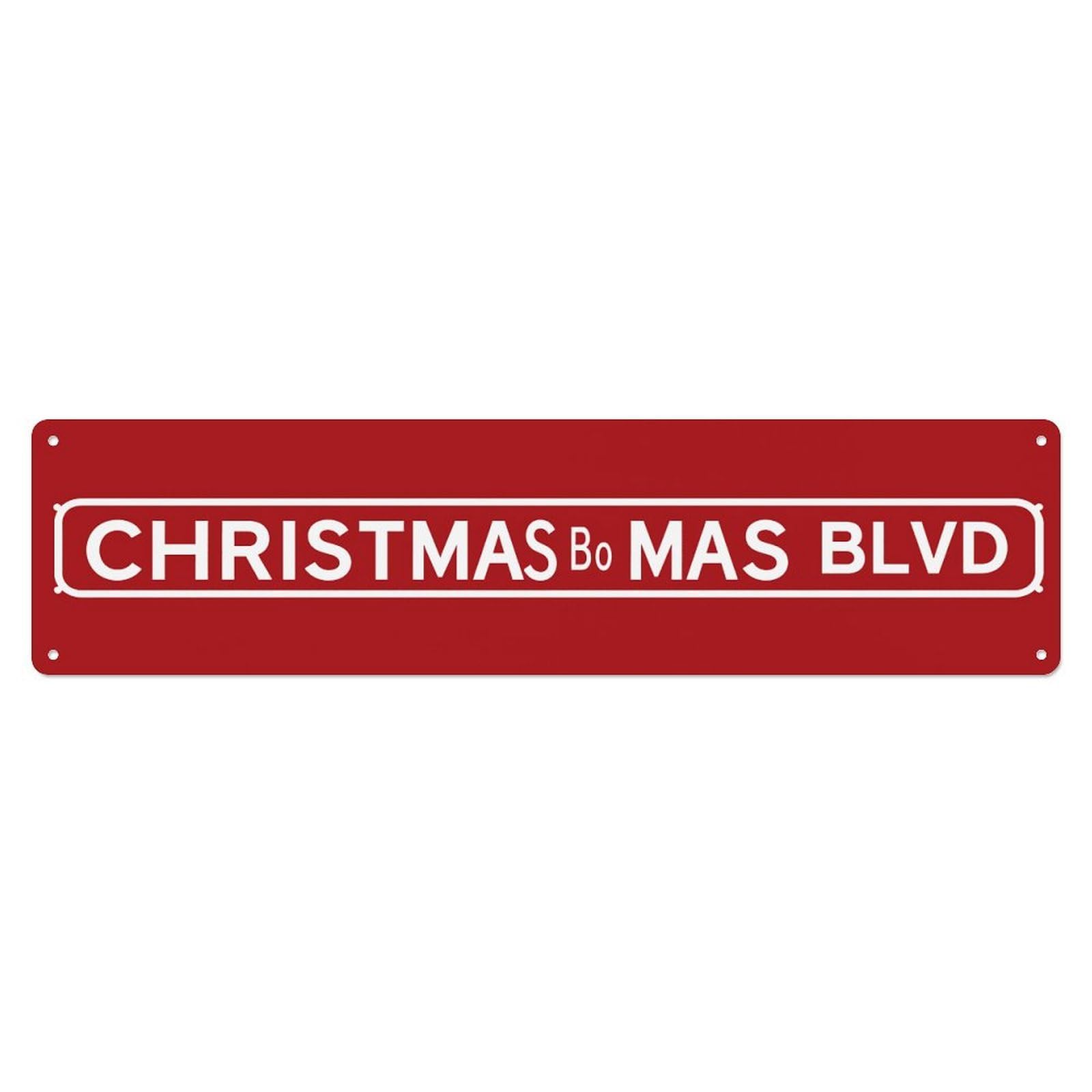 Christmas Bo Mas Blvd Vintage Metal Tin Sign Retro Wall Decor for Home Bar Garage Cafe, Indoor & Outdoor Decorative，Metal Poster, 4x16 Inch
