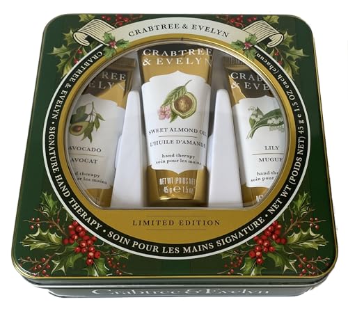 Crabtree & Evelyn Hand Therapy Gift Set Holiday Green Tin