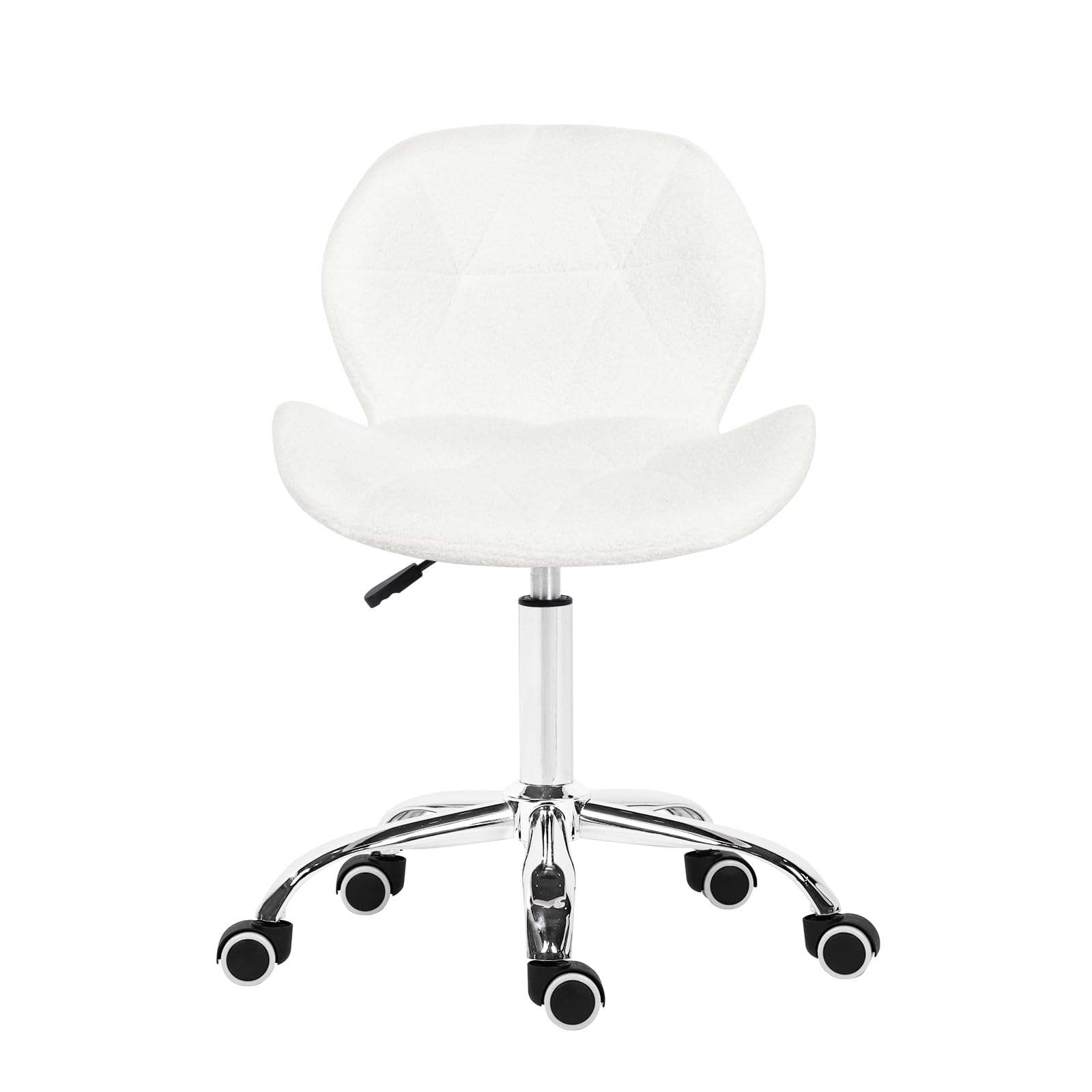 Hadwin PU/Fabric/Velvet/Boucle Modern Swivel Office Chair, Height Adjustable Padded Armless Desk Chair, Makeup Chair with Wheels for Bedroom, Home Office (Boucle, White)