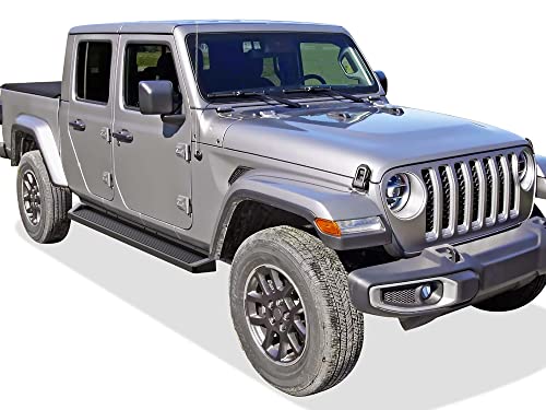 APS Premium Running Boards 6in Black Compatible with Jeep Gladiator Crew Cab 20-25