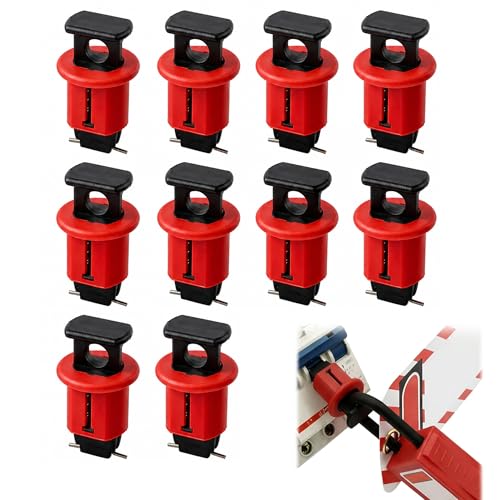 10 Pack Miniature Circuit Breaker Lockout Professional Lock Off Kit for Electricians Power Isolation Universal MCB Safety Device Fits Standard 2 Hole Breakers for Power Isolation