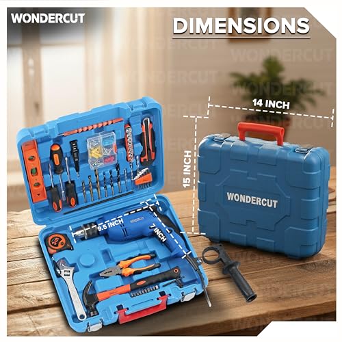 Image of WONDERCUT Professional-Impact Drill Tool Kit, 780W, 3000 RPM, 13mm Chuck, Blue BMC WC-13DK-500 Power & Hand Tool Kit (160 Tools)
