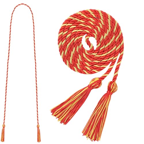 Image of Graduation Honor Cord 68 inch Grad Braided Honor Cords with Tassel Honor Rope Grad Cords for Graduation Students Bachelor Master Doctoral Gown Grad Decor (Red and Gold)