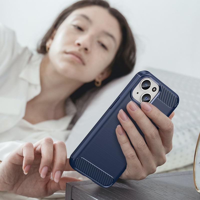 Image of Hybrid Carbon Fiber Back Case for iPhone 15 Plus (Blue)
