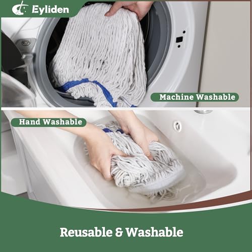 image for Eyliden 3 Pack Mop Heads Replacement, Universal Commercial Mops for Fl
