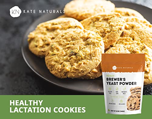 Brewers Yeast Powder For Lactation To Boost Mother's Milk By Kate Naturals For Cookies. Gluten Free & Non-Gmo Lactation Supplement. Edible For Dogs & Ducks (12Oz) #TOP2