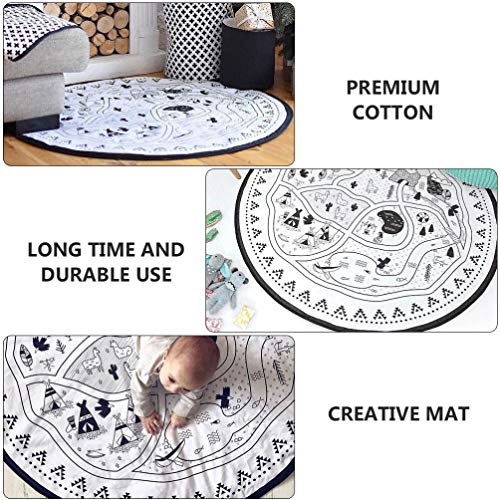 NUOBESTY Ronde Vloerkleed Baby Kids Play Game Mat Kruipende Mat Kinderen Vloer Speelkleed Speelgoed Opslag Mat 135Cm - Afbeelding 6