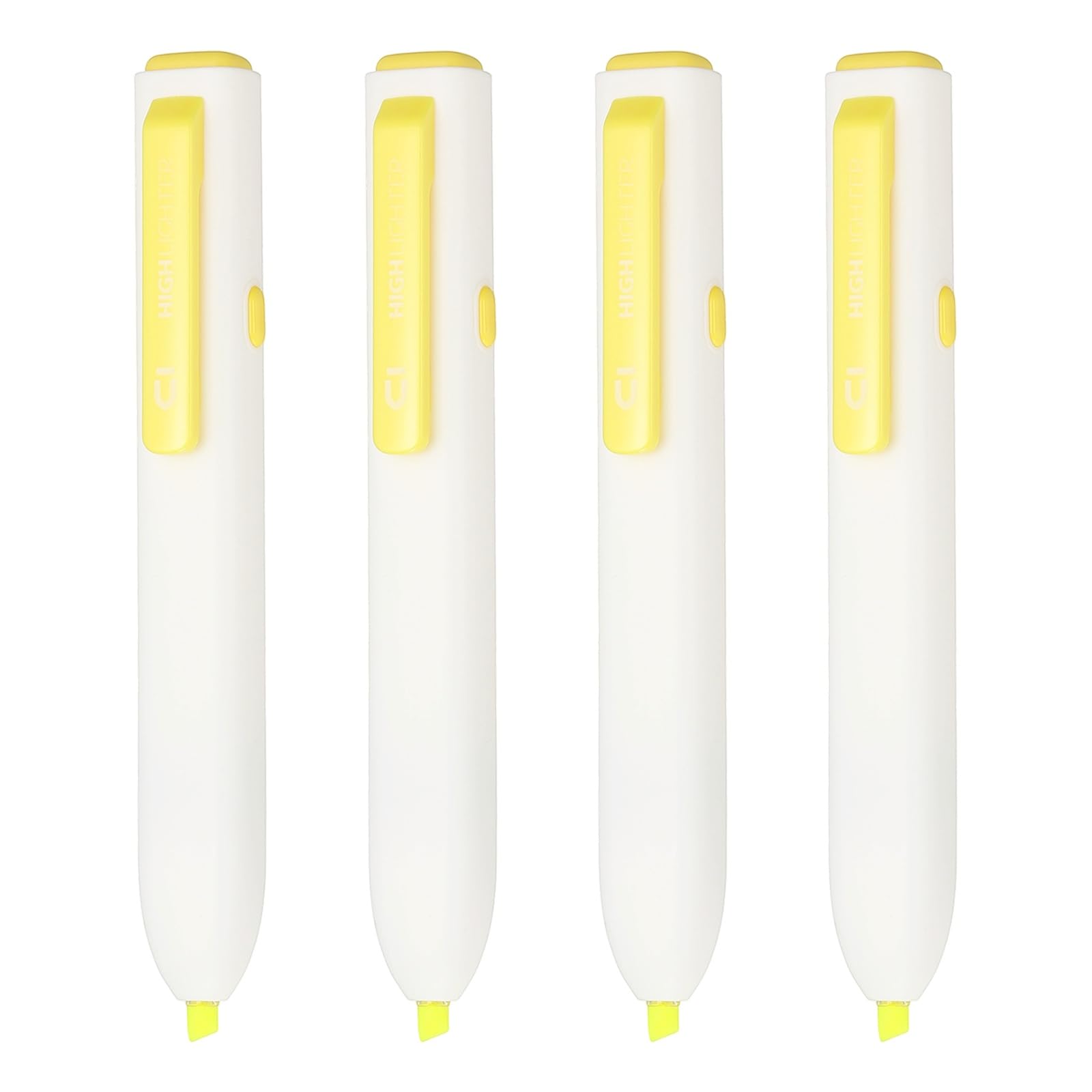 PATIKIL Fluorescent Yellow Highlighter, 4 Pcs Retractable Highlighters Click High Lighters No Bleeds Chisel Tip Colored Markers for Note Taking Underline Drawing (AHMF0601G)