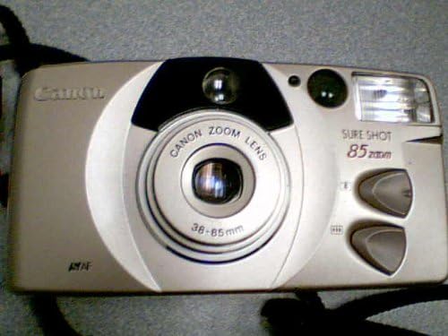 Front view of the Canon Sure Shot 85 Zoom camera with lens extended