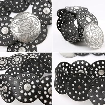 TOFBS Leren Riem voor Dames - Hoogwaardige Vintage en Modieus Uniek Design in Western Stijl - Bredere Stijlvolle Riem Met Gesp, Verstelbaar (Zilver
