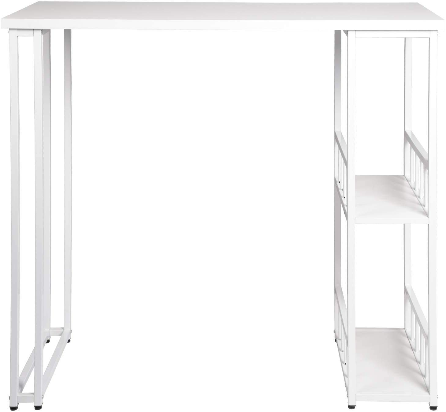 INDIAN DECOR 45586 Classic Kitchen Bar Counter Table - Breakfast Dining White Coffee Table With 2-Tier Storage Rack Shelves for Beverage Display - Strong Metal Frame 4