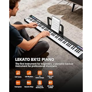 LEKATO Portable Piano Keyboard, 4 pcs Magnetic Electric Piano with Up to 88 Keys, 128 Tones, 128 Rhythm, 21 Demo, Split, Dual Tone, Record, Bluetooth MIDI, Headphone Jack, for Beginners Home Travel - Les Beatles, Paul McCartney, John Lennon, RIngo Starr, George Harrison LEKATO Portable Piano Keyboard, 4 pcs Magnetic Electric Piano with Up to 88 Keys, 128 Tones, 128 Rhythm, 21 Demo, Split, Dual Tone, Record, Bluetooth MIDI, Headphone Jack, for Beginners Home Travel – Image 3